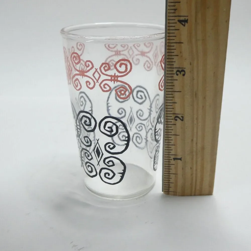 Libbey Pink & Black Scroll Juice Glass 3.75